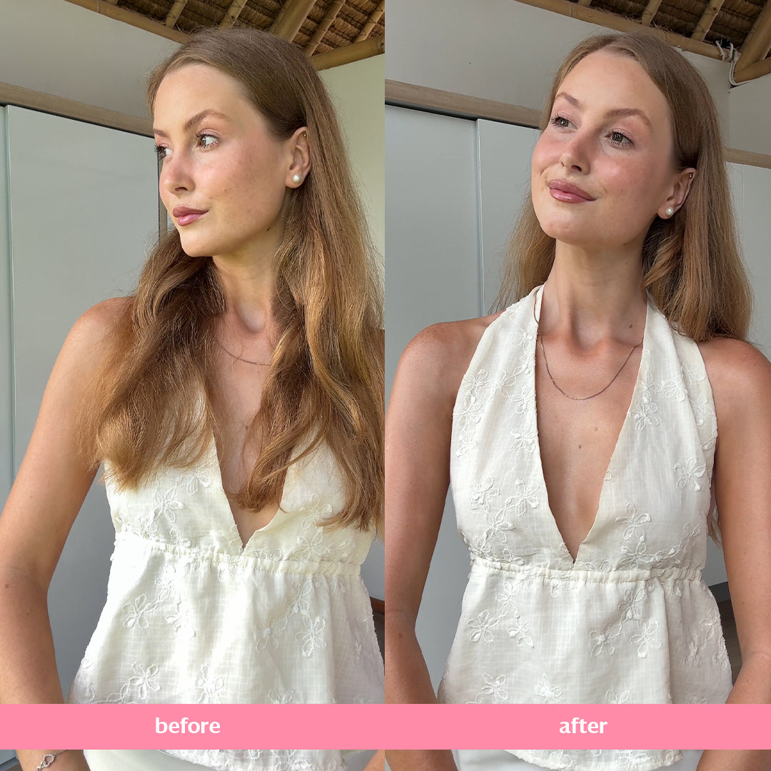 Golden Shimmer Dry Oil Before and After